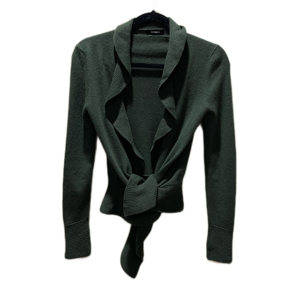 MAX&Co. 100% Cashmere Open Front Cardigan – Size S, Forest Green, Nearly New